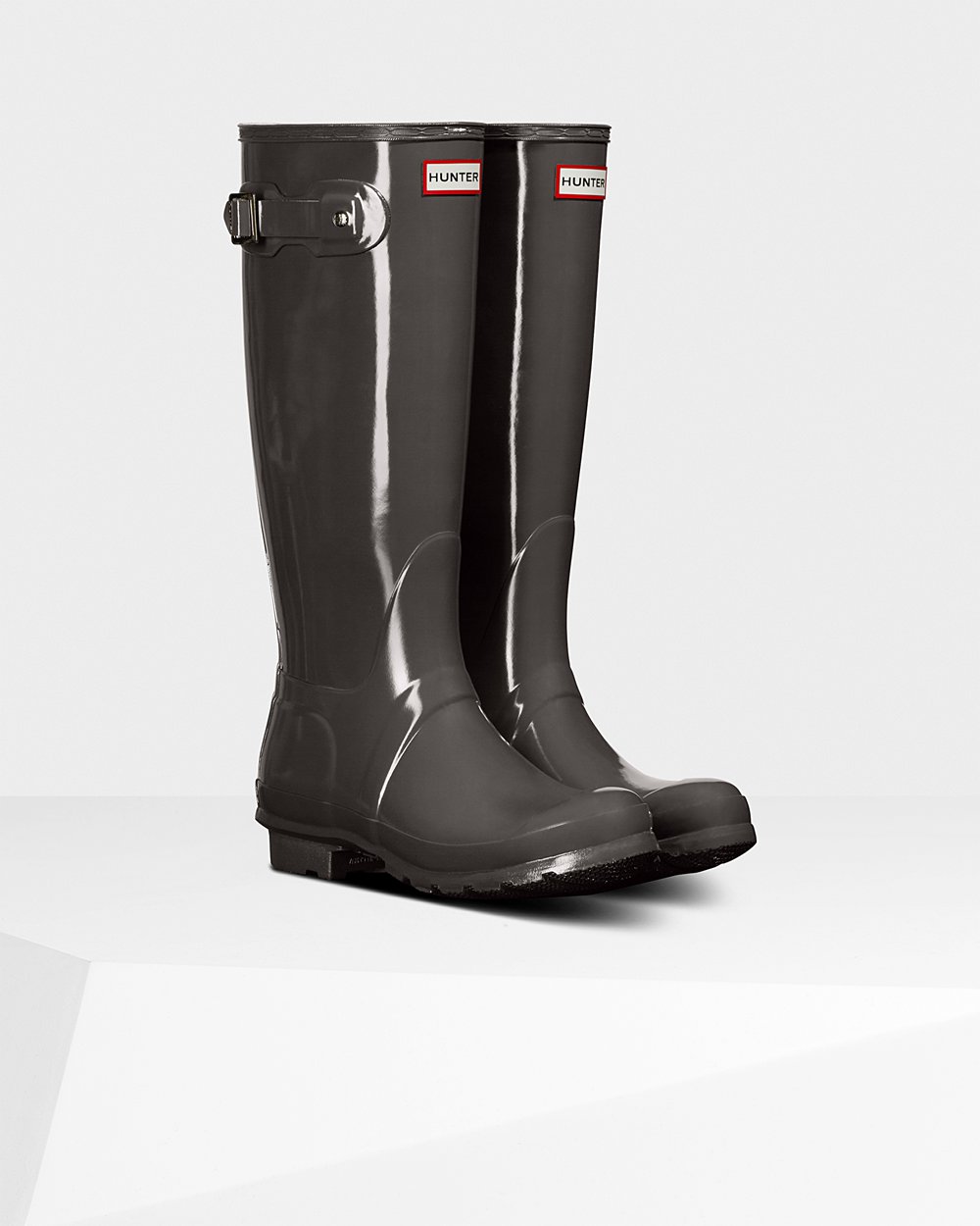 Womens Hunter Original Gloss - Tall Rain Boots Grey - 4510-SGKHC